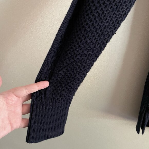 Ann Taylor Loft Women L Navy Blue Mock Neck Long Sleeve Pullover Tunic Sweater - Picture 6 of 11